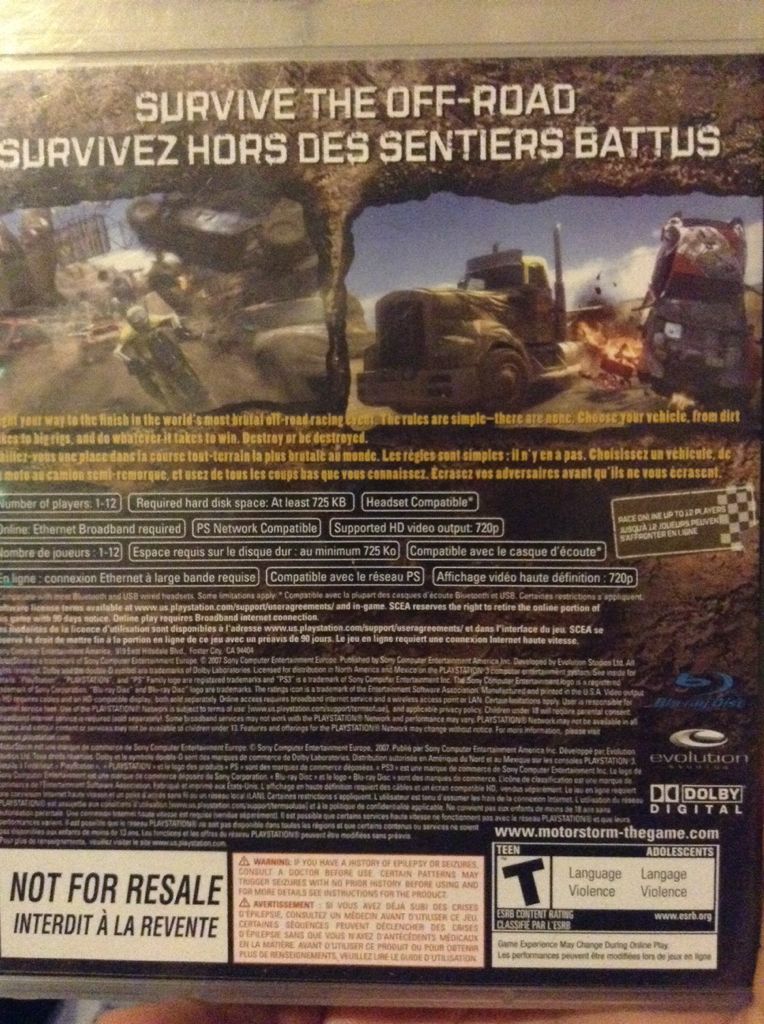 MotorStorm - Sony PlayStation 3 (PS3) (Sony Computer Entertainment - 12) video game collectible [Barcode 571719813729] - Main Image 2