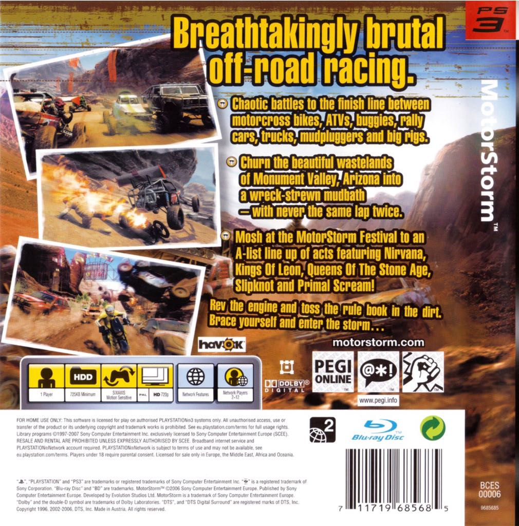 MotorStorm - Sony PlayStation 3 (PS3) (Sony Computer Entertainment - 1) video game collectible [Barcode 711719686286] - Main Image 2