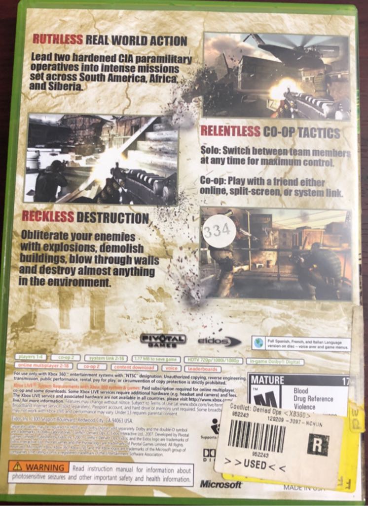 Conflict: Denied Ops - Microsoft Xbox 360 (Eidos Interactive) video game collectible - Main Image 2
