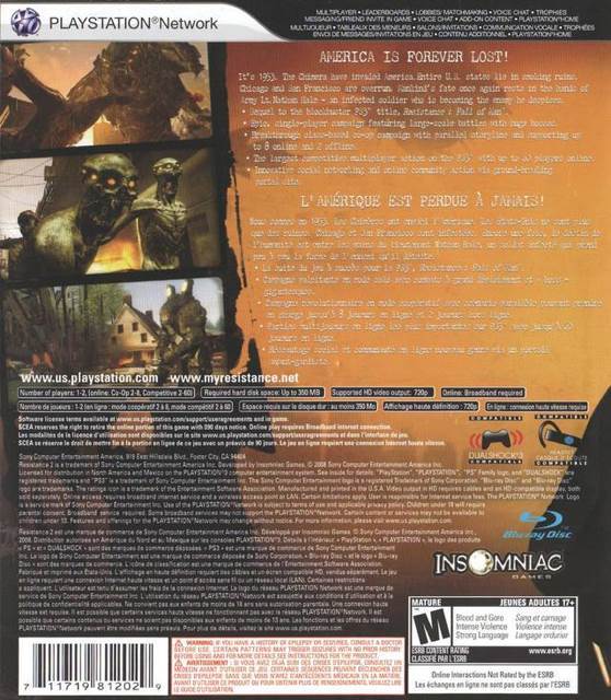 Resistance 2 - Sony PlayStation 3 (PS3) (Sony Computer Entertainment - 1) video game collectible [Barcode 400100175033] - Main Image 2