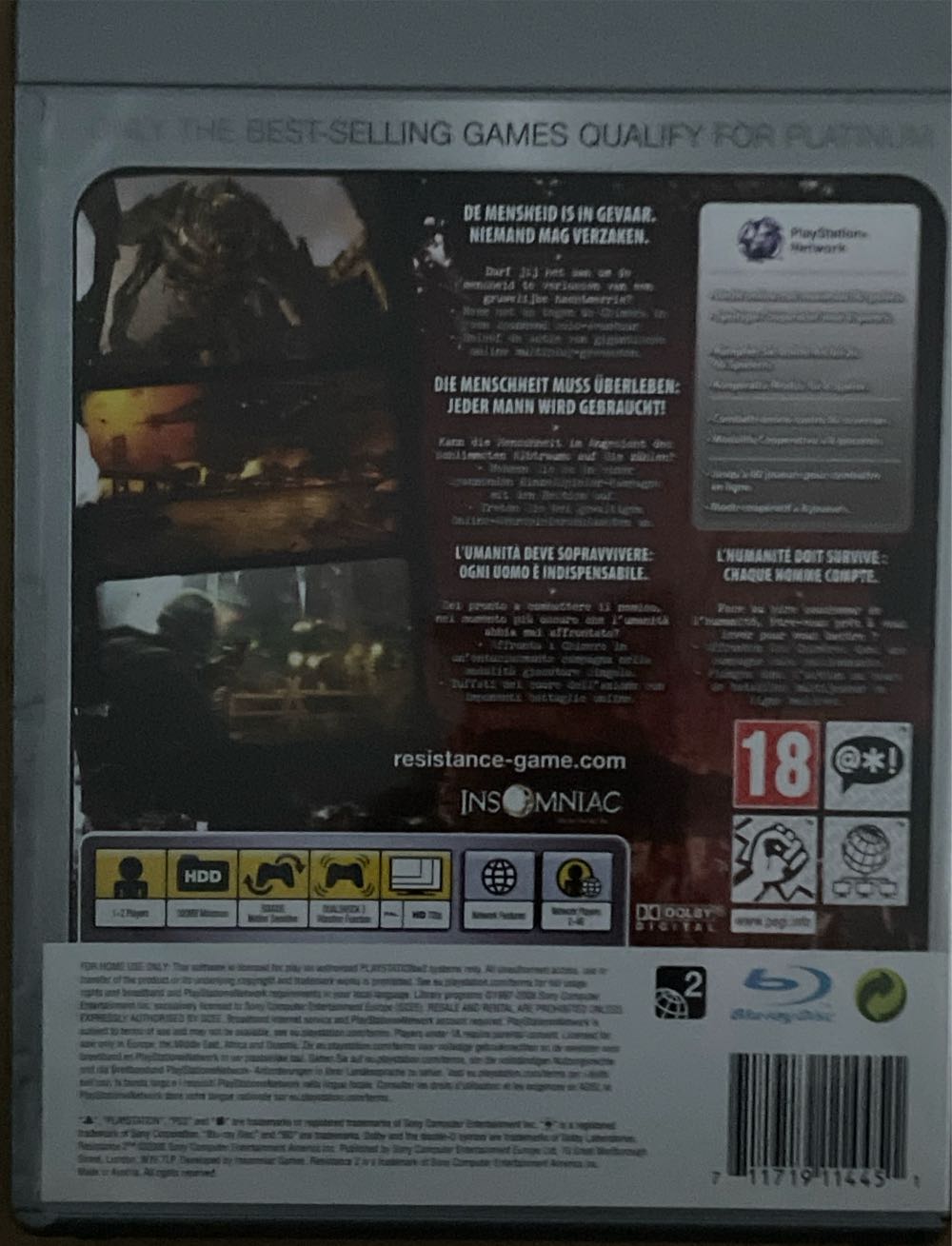 Resistance 2 - Sony PlayStation 3 (PS3) (Sony - 2) video game collectible [Barcode 711719114451] - Main Image 2