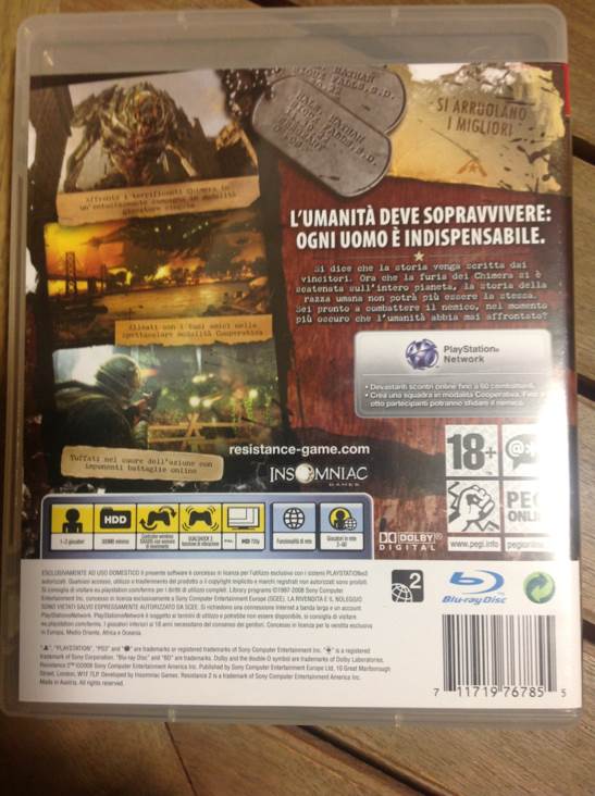 Resistance 2 - Sony PlayStation 3 (PS3) (Sony Computer Entertainment - 1-2) video game collectible [Barcode 711719767657] - Main Image 2