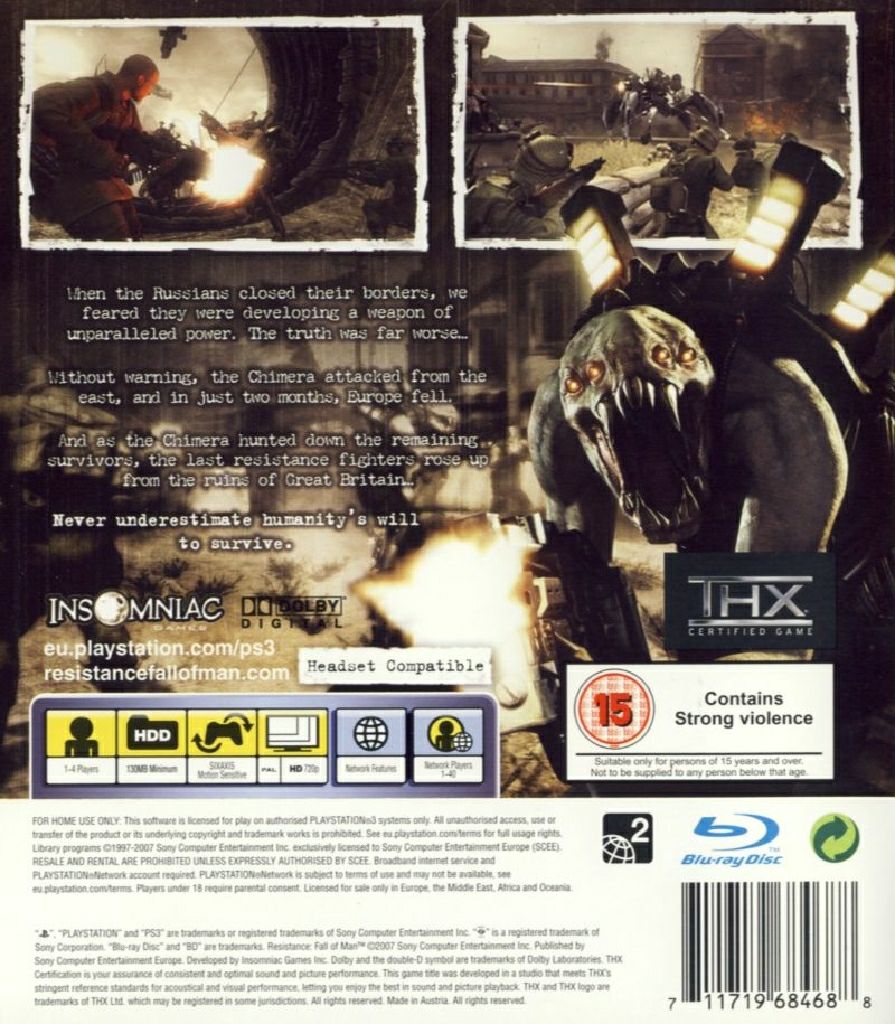 Resistance 2 - Sony PlayStation 3 (PS3) (Sony Computer Entertainment Europe Ltd - 1-2) video game collectible [Barcode 711719768050] - Main Image 2