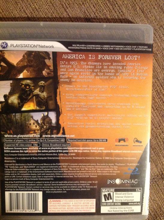 Resistance: Fall Of Man 2 - Sony PlayStation 3 (PS3) (Sony Computer Entertainment - 1) video game collectible [Barcode 711719812029] - Main Image 2