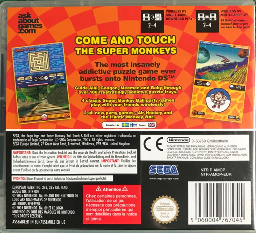Super Monkey Ball: Touch & Roll - Nintendo DS (Sega - 2-4) video game collectible [Barcode 5060004767045] - Main Image 2