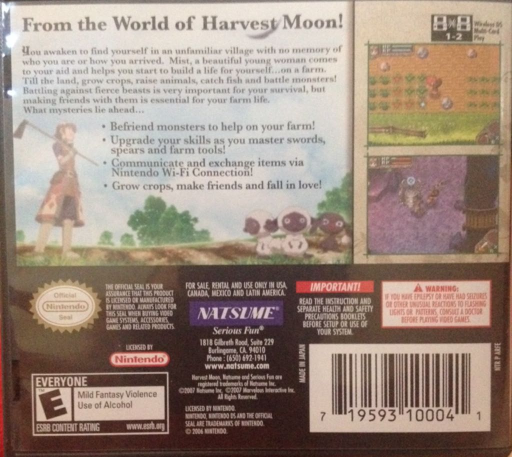 Rune Factory - Nintendo DS (Marvelous Interactive* Natsume - 2) video game collectible [Barcode 719593100041] - Main Image 2