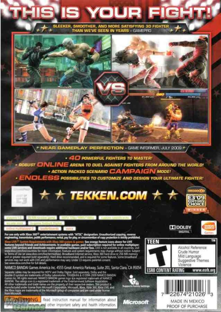 Tekken 6 - Microsoft Xbox One (Bandai Namco Games - 1-2) video game collectible [Barcode 722674870863] - Main Image 2
