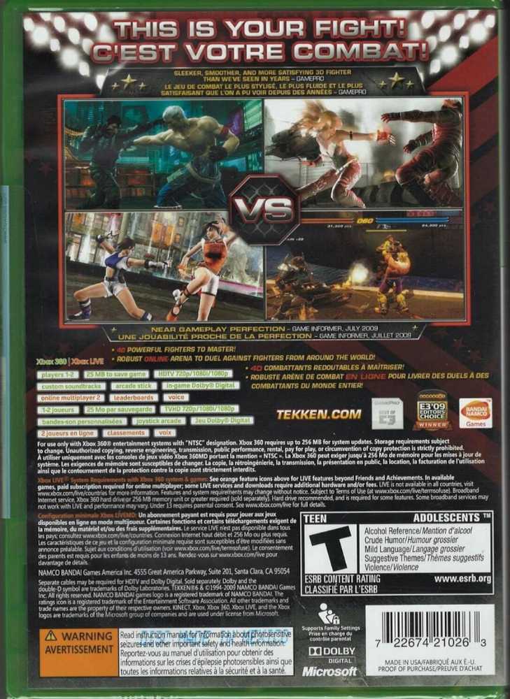 Tekken 6 - Microsoft Xbox 360 (Bandi Namco Games - 1-2) video game collectible - Main Image 2