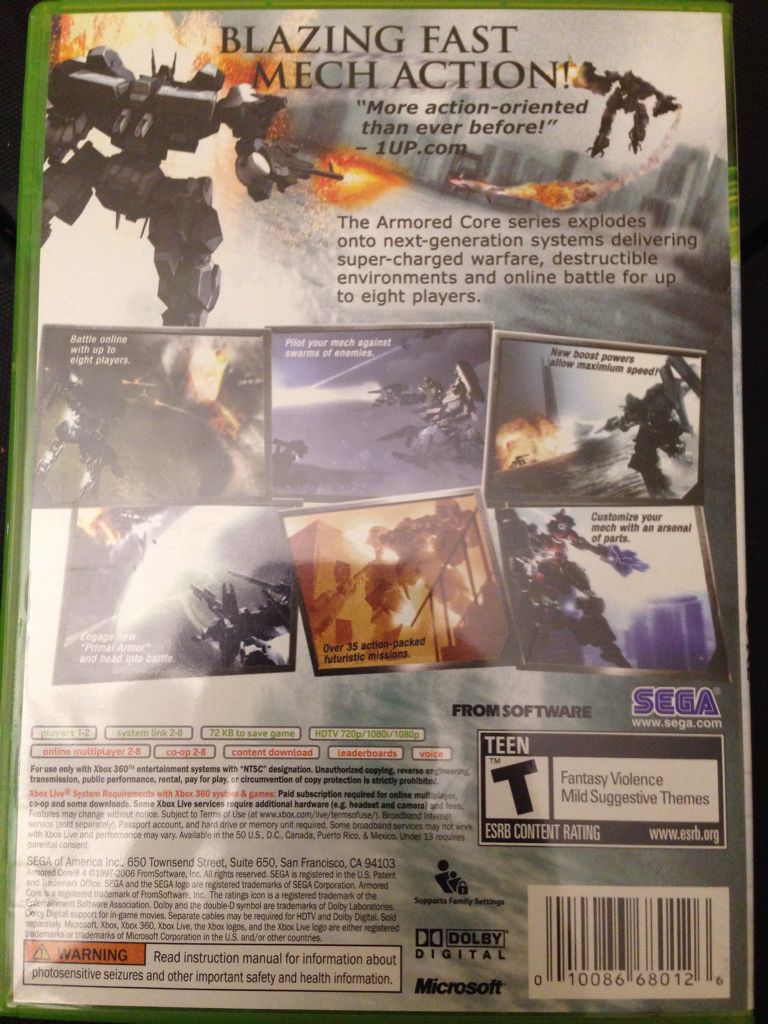 Armored Core 4 - Microsoft Xbox 360 (Sega - 2) video game collectible [Barcode 010086680126] - Main Image 2