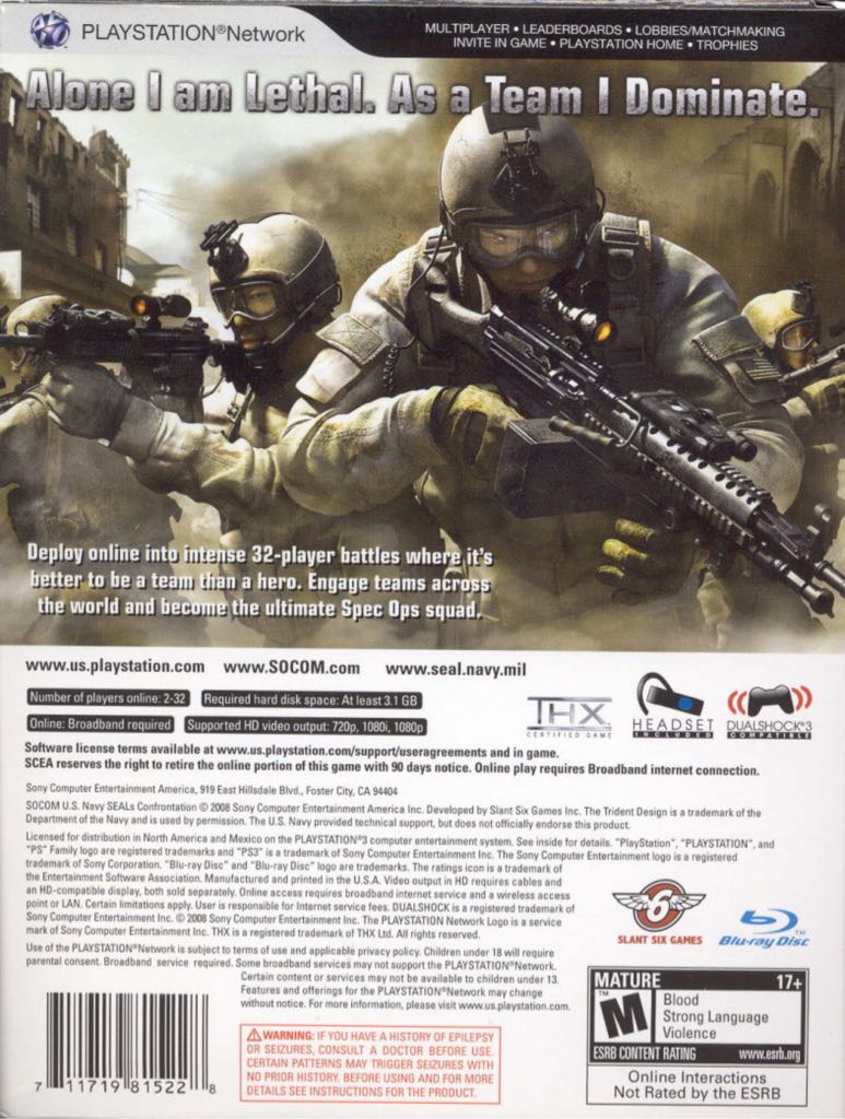 Socom: Confrontation  - Sony PlayStation 3 (PS3) (CCP / Sony Computer Entertainment) video game collectible - Main Image 2