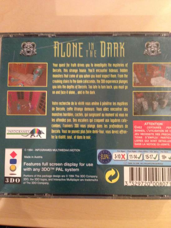Alone in the Dark - 3DO (Boite Et Notice) video game collectible [Barcode 3329720008071] - Main Image 2
