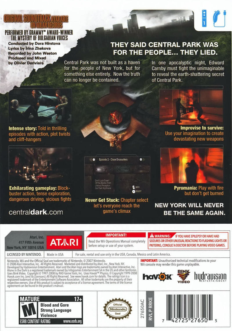 Alone in the Dark - Nintendo Wii (Atari - 1) video game collectible [Barcode 742725276604] - Main Image 2