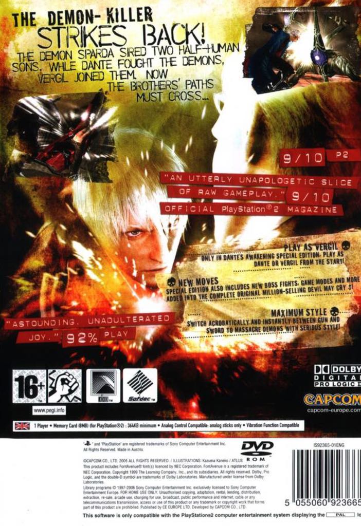Devil May Cry 3 - Sony PlayStation 2 (PS2) (Capcom Co., Ltd.) video game collectible [Barcode 5030935042948] - Main Image 2