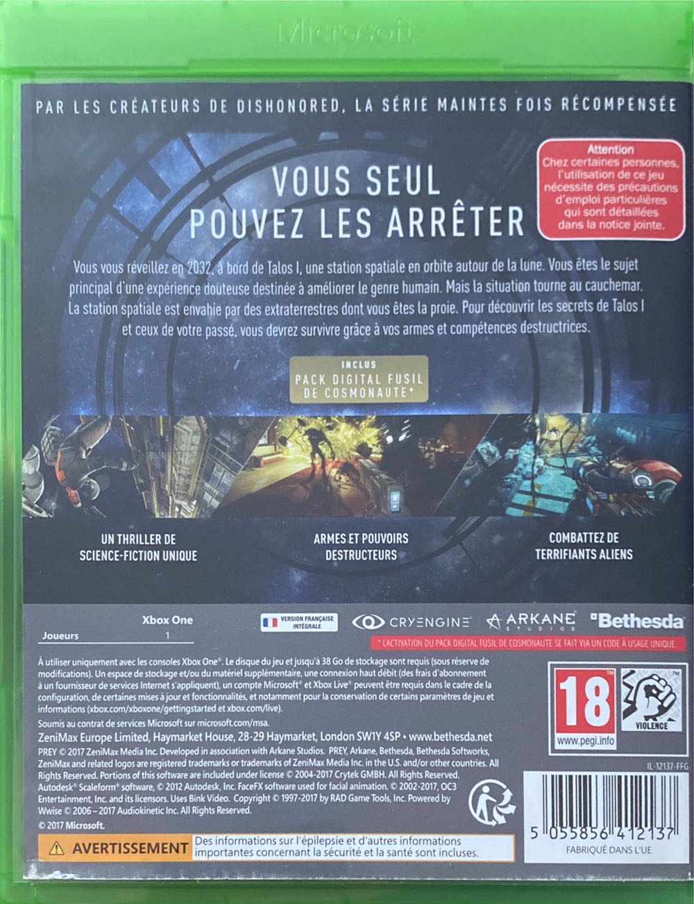 Prey - Microsoft Xbox One (Bethesda - 1) video game collectible [Barcode 5055856412137] - Main Image 2