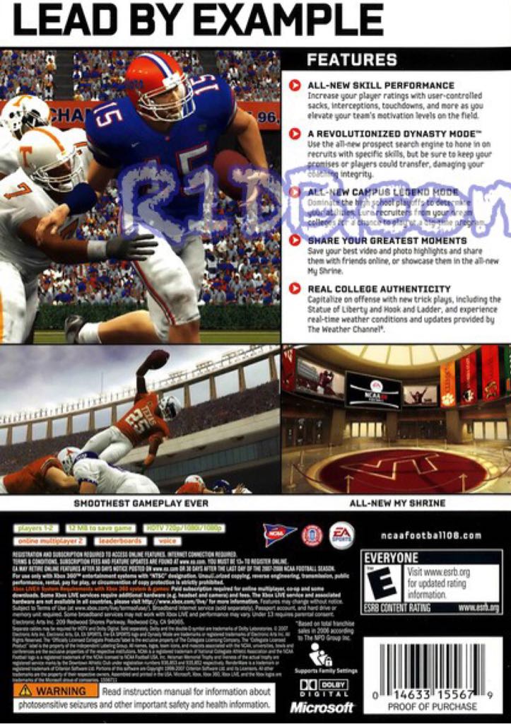 NCAA FOOTBALL 08 - Microsoft Xbox 360 (Ea Sports) video game collectible - Main Image 2