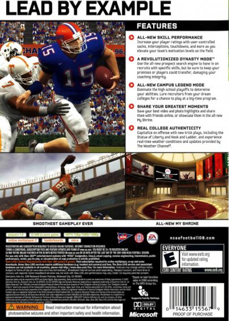 NCAA FOOTBALL 08 - Microsoft Xbox 360 video game collectible - Main Image 2