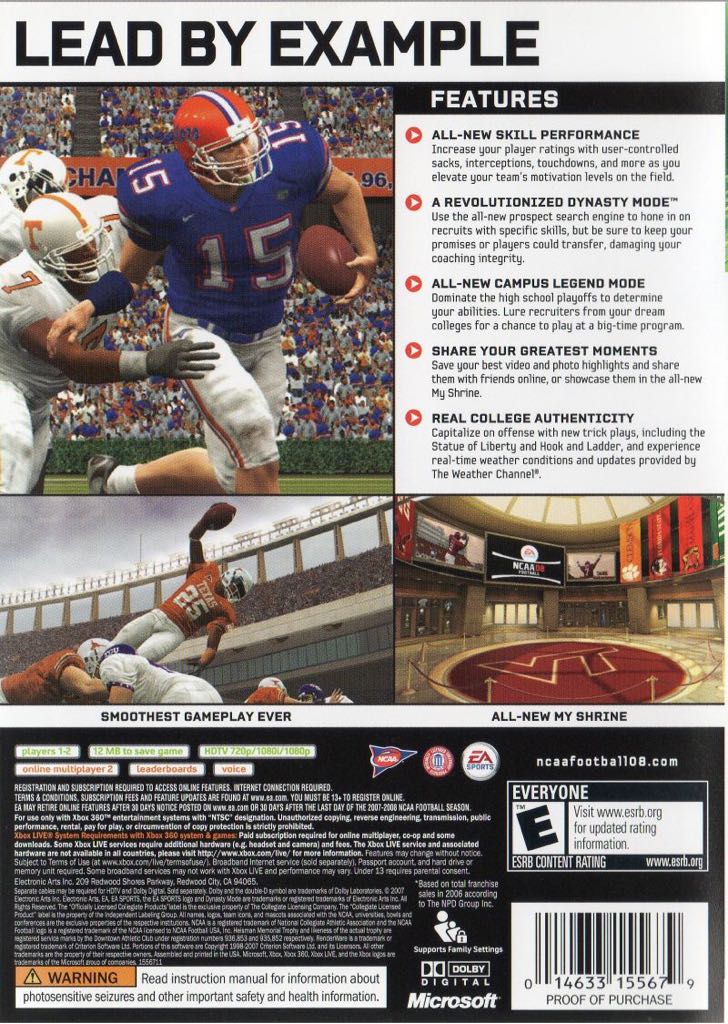 NCAA FOOTBALL 08 - Microsoft Xbox 360 video game collectible - Main Image 2