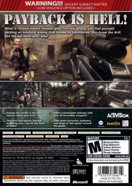 Soldier Of Fortune: Payback - Microsoft Xbox 360 video game collectible - Main Image 2