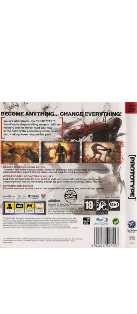 Prototype - Sony PlayStation 3 (PS3) (Activision - 1) video game collectible [Barcode 047215636136] - Main Image 2