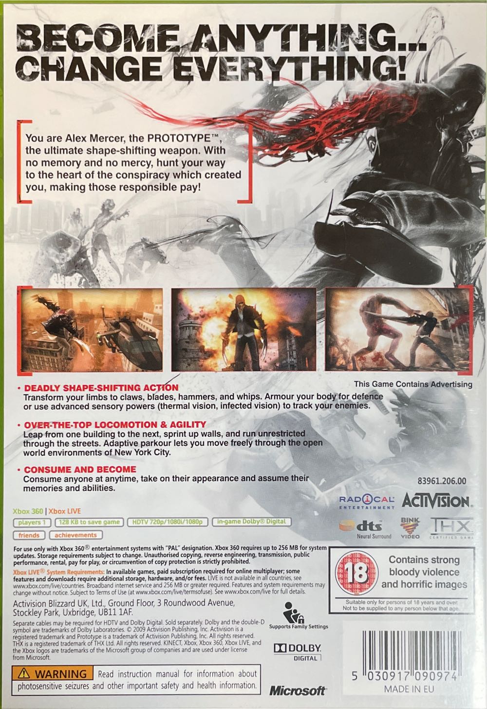PROTOTYPE - Microsoft Xbox 360 (Activision Blizzard - 1) video game collectible [Barcode 5030917090974] - Main Image 2