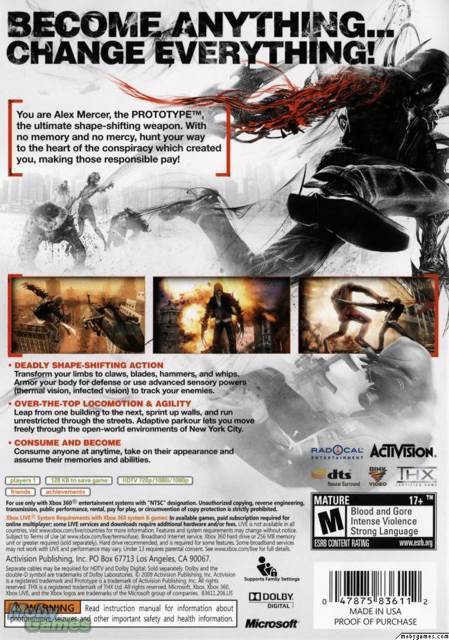 Prototype (Silver Classics) - Microsoft Xbox 360 (Activision) video game collectible [Barcode 5030917090981] - Main Image 2