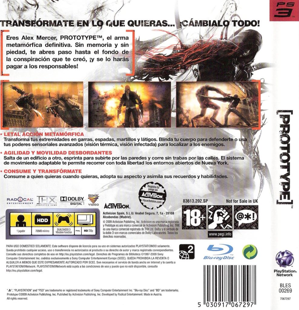 Prototype - Sony PlayStation 3 (PS3) (Activision Inc.) video game collectible - Main Image 2