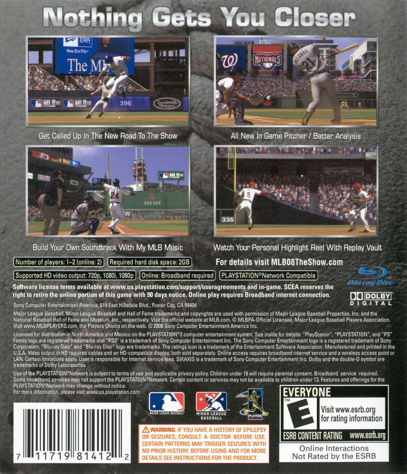 MLB The Show 08 - Sony PlayStation 3 (PS3) (SCEA - 1-2) video game collectible [Barcode 1171981412] - Main Image 2