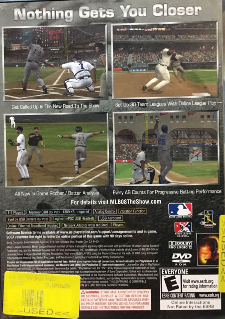 MLB 08 The Show - Sony PlayStation 2 (PS2) (Sony Computer Entertainment America - 1-2) video game collectible [Barcode 711719758327] - Main Image 2