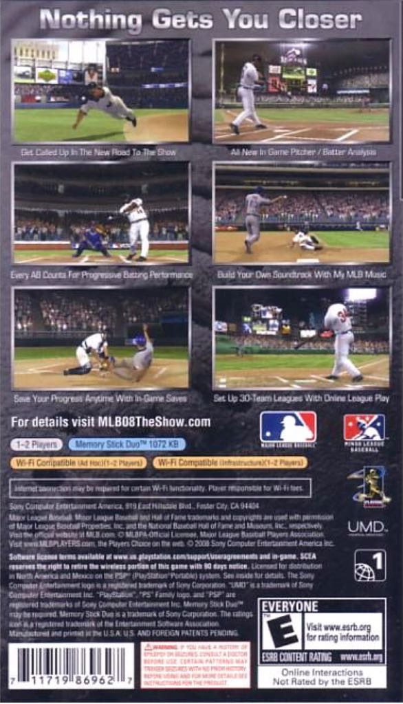 MLB ’08: The Show - Sony PlayStation Portable (PSP) (Sony Computer Entertainment - 2) video game collectible [Barcode 711719869627] - Main Image 2