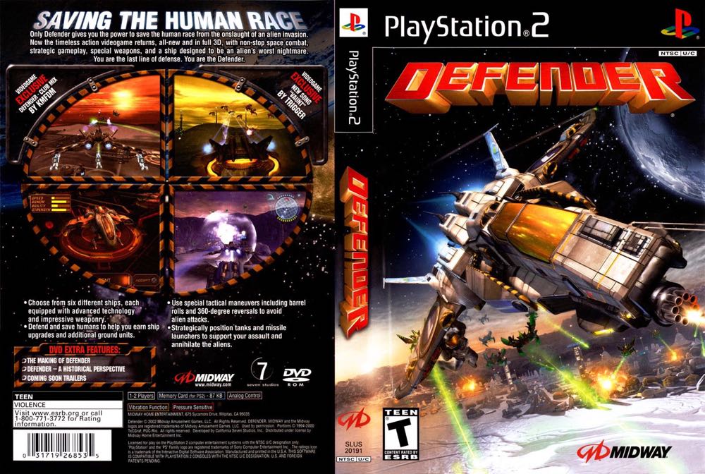 Defender  - Sony PlayStation 2 (PS2) (Midway Games - 1) video game collectible - Main Image 2
