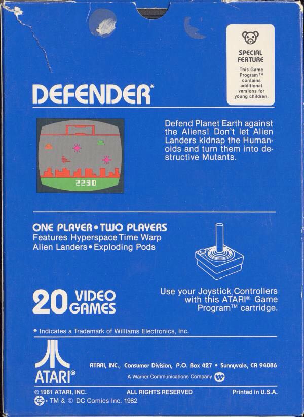 Defender  - Atari 2600 (Atari) video game collectible - Main Image 2