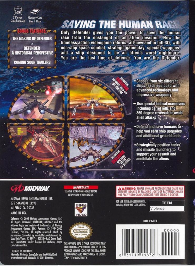 Defender - Sony PlayStation 2 (PS2) video game collectible - Main Image 2