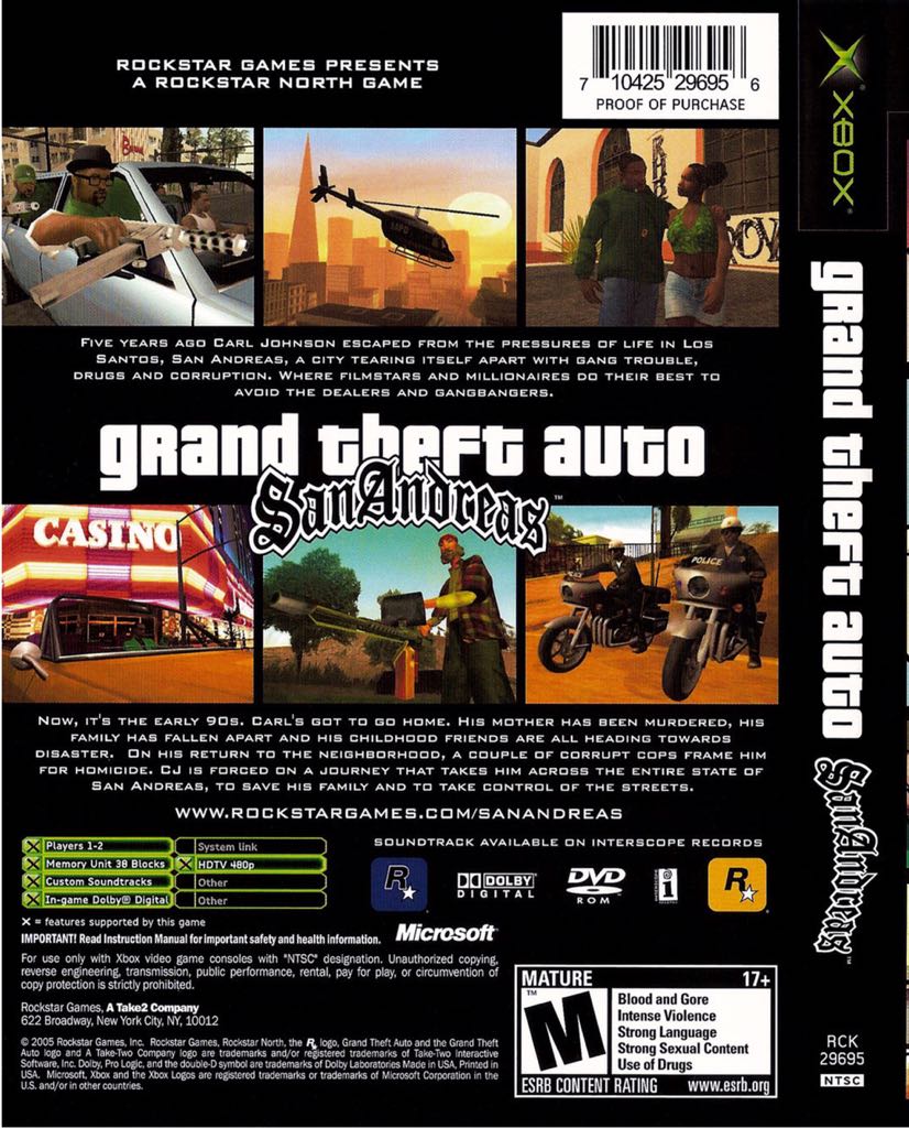 Grand Theft Auto: San Andreas - Microsoft Xbox (Rockstar Games - 2) video game collectible [Barcode 2912212517628] - Main Image 2