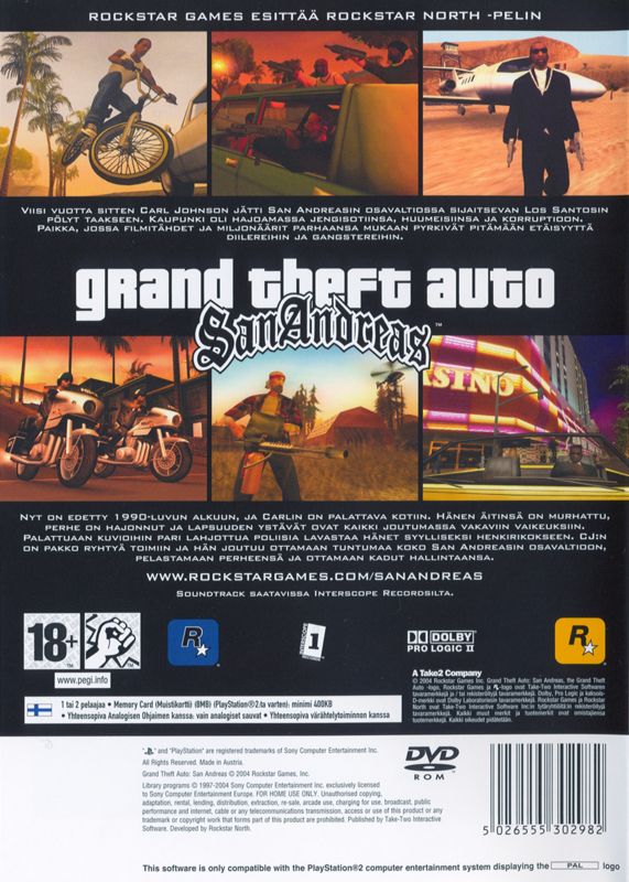 Grand Theft Auto: San Andreas - Sony PlayStation 2 (PS2) (Rockstar Games - 1-2) video game collectible [Barcode 5026555302982] - Main Image 2