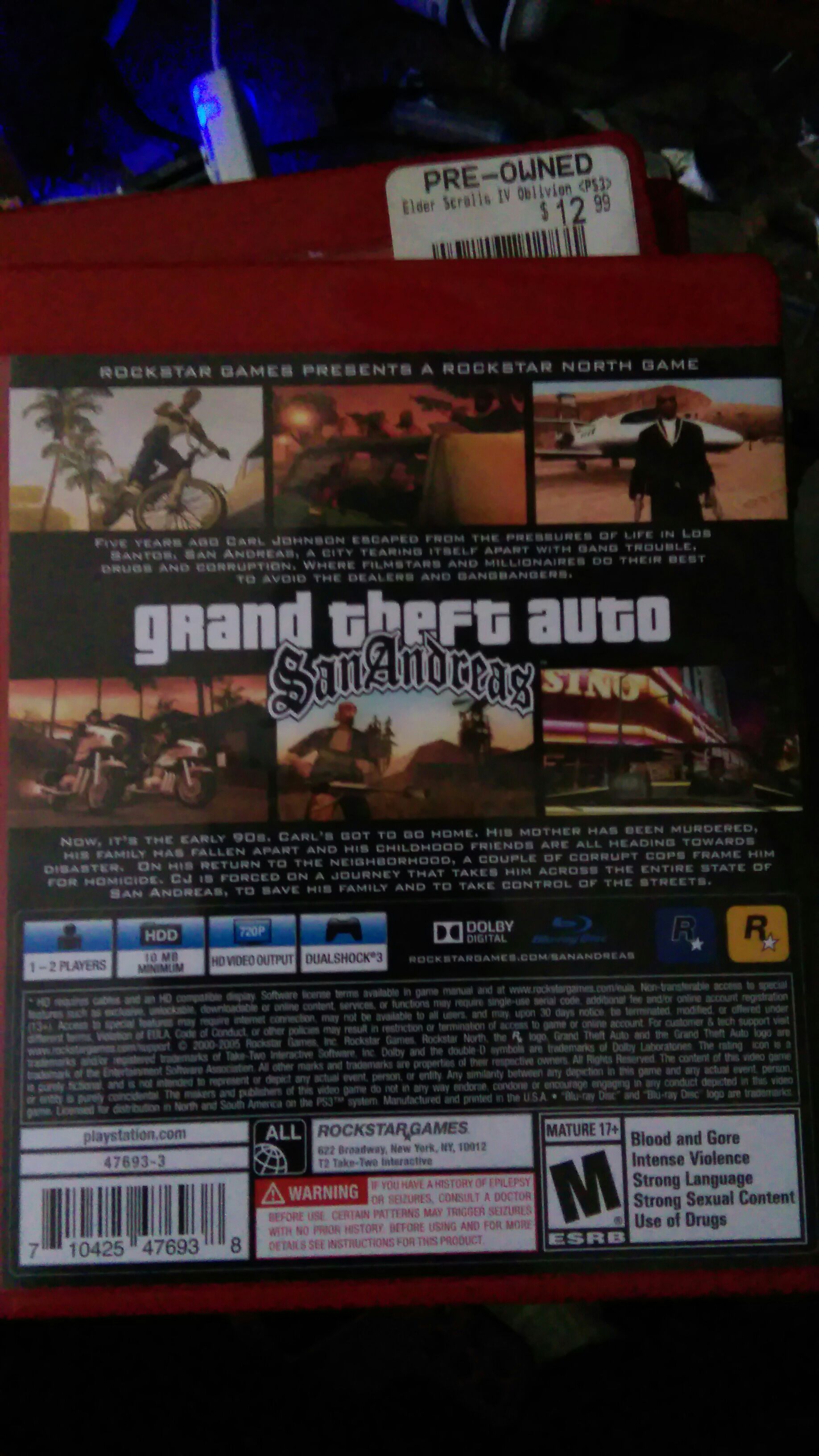 Grand Theft Auto: San Andreas - Sony PlayStation 3 (PS3) (Rockstar Games - 1-2) video game collectible [Barcode 710425476938] - Main Image 2