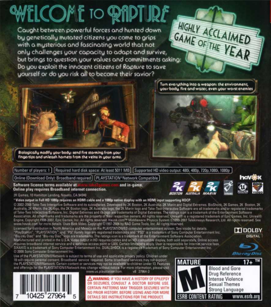 Bioshock - Sony PlayStation 3 (PS3) (2K Boston/2K - 1) video game collectible [Barcode 1042537494] - Main Image 2