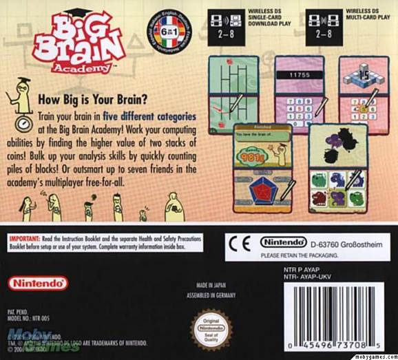 Big Brain Academy - Nintendo DS (Nintendo - 1-8) video game collectible [Barcode 045496737085] - Main Image 2