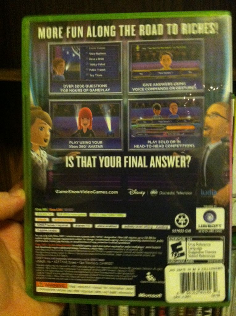 Who Wants To Be A Millionaire - Microsoft Xbox 360 (Ubisoft) video game collectible [Barcode 886162491562] - Main Image 2