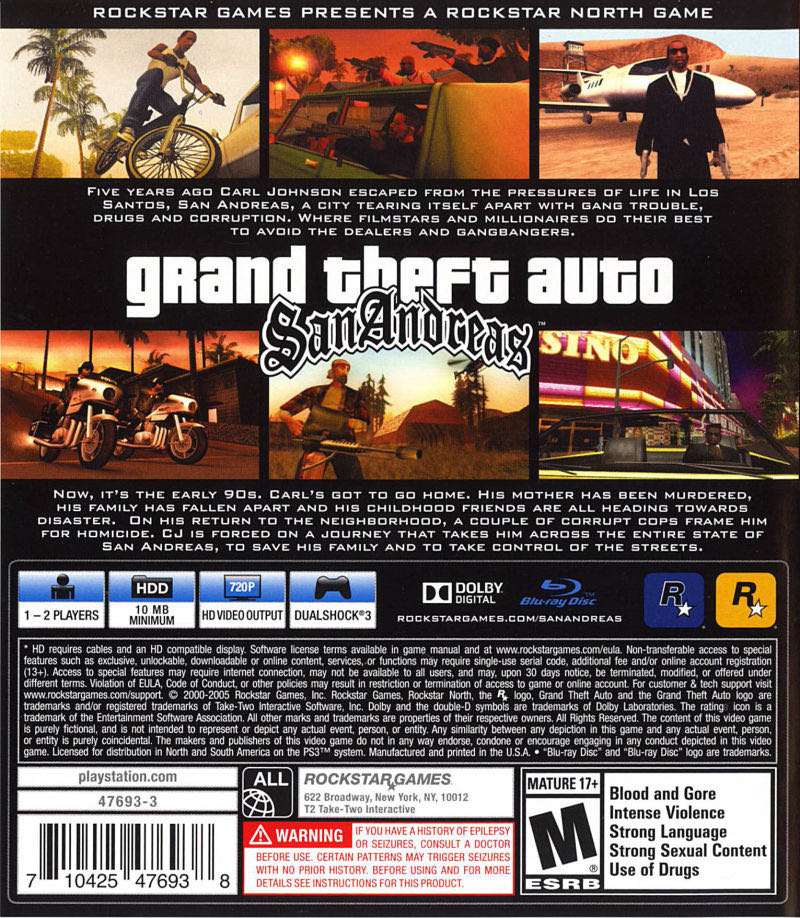 Grand Theft Auto San Andreas - Sony PlayStation 3 (PS3) (Rockstar Games - 1) video game collectible [Barcode 5026555419543] - Main Image 2