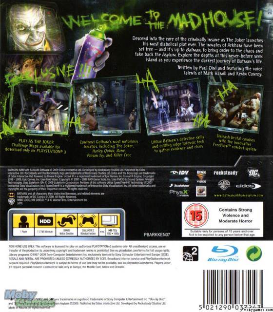 Batman: Arkham Asylum Joker Poster - Sony PlayStation 3 (PS3) (Eidos Interactive - 1) video game collectible [Barcode 5021290039322] - Main Image 2