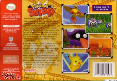 Pokemon Snap - Nintendo 64 (N64) (Nintendo - 1) video game collectible [Barcode 045496360306] - Main Image 2