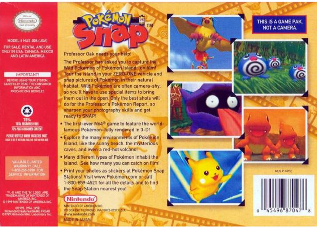 Pokemon Snap - Nintendo 64 (N64) (Nintendo) video game collectible - Main Image 2