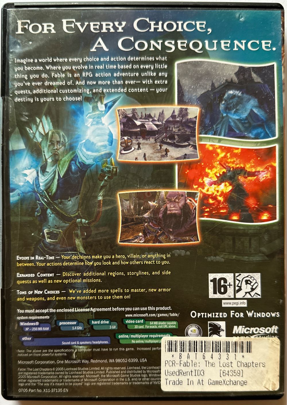 Fable: The Lost Chapters - PC (Microsoft Game Studios - 1) video game collectible [Barcode 882224042888] - Main Image 2