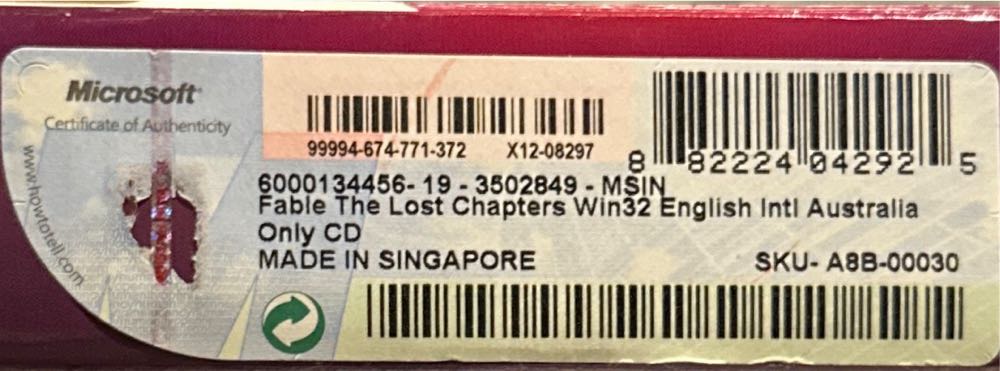 Fable - The Lost Chapters - PC (Microsoft Game Studios - 1) video game collectible [Barcode 882224042925] - Main Image 3