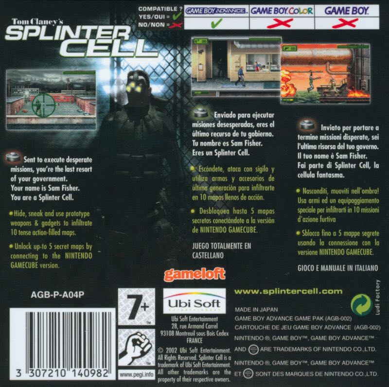 Splinter Cell - Nintendo Game Boy Advance (GBA) (Ubisoft) video game collectible [Barcode 3307210141002] - Main Image 2