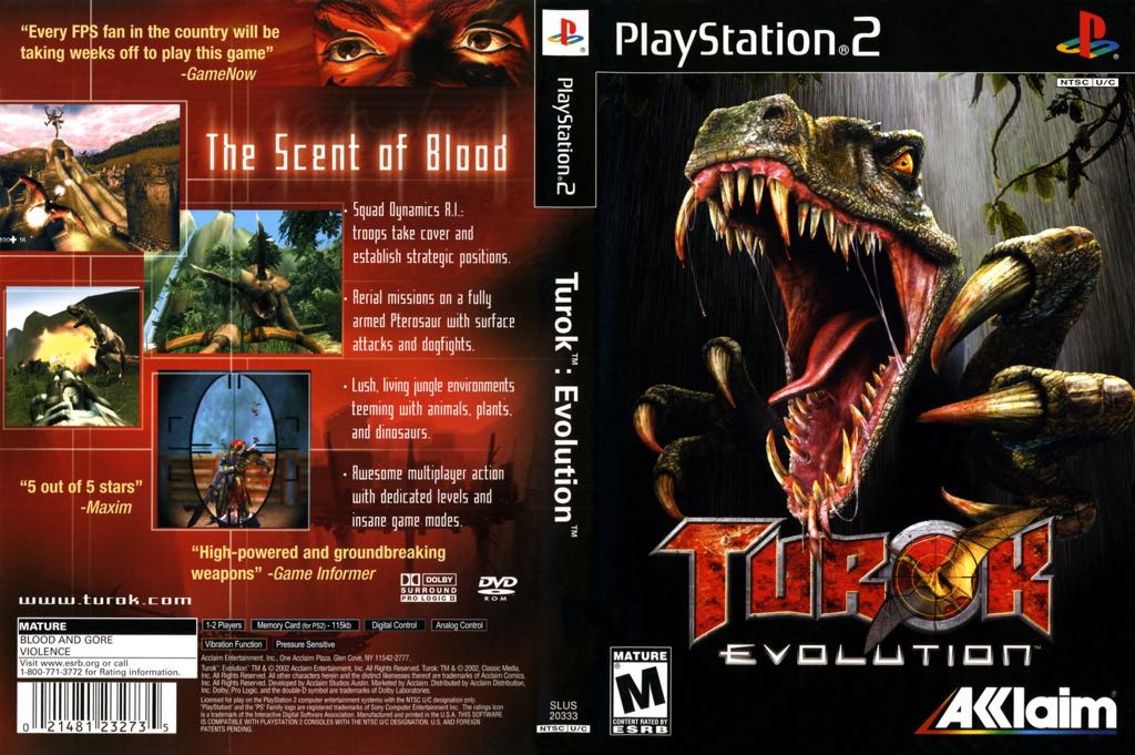 Turok: Evolution - Sony PlayStation 2 (PS2) (Acclaim Entertainment - 1-2) video game collectible [Barcode 3455192327317] - Main Image 2