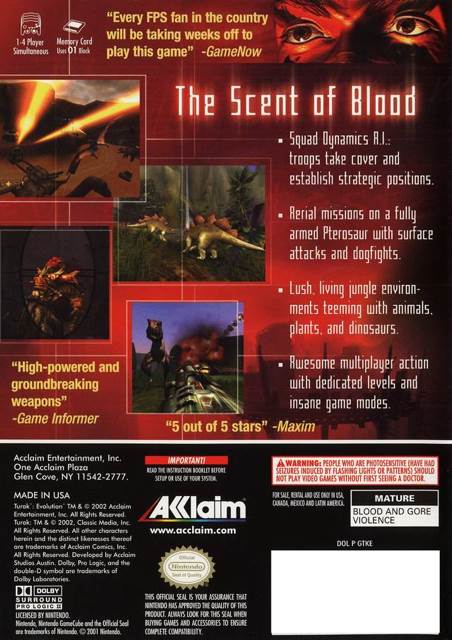 Turok: Evolution - Nintendo GameCube (Acclaim - 1-4) video game collectible [Barcode 3455196527317] - Main Image 2