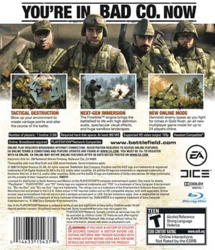 Battlefield - Bad Company - Sony PlayStation 3 (PS3) (Electronic Arts/EA Games - 1) video game collectible [Barcode 5030930061425] - Main Image 2