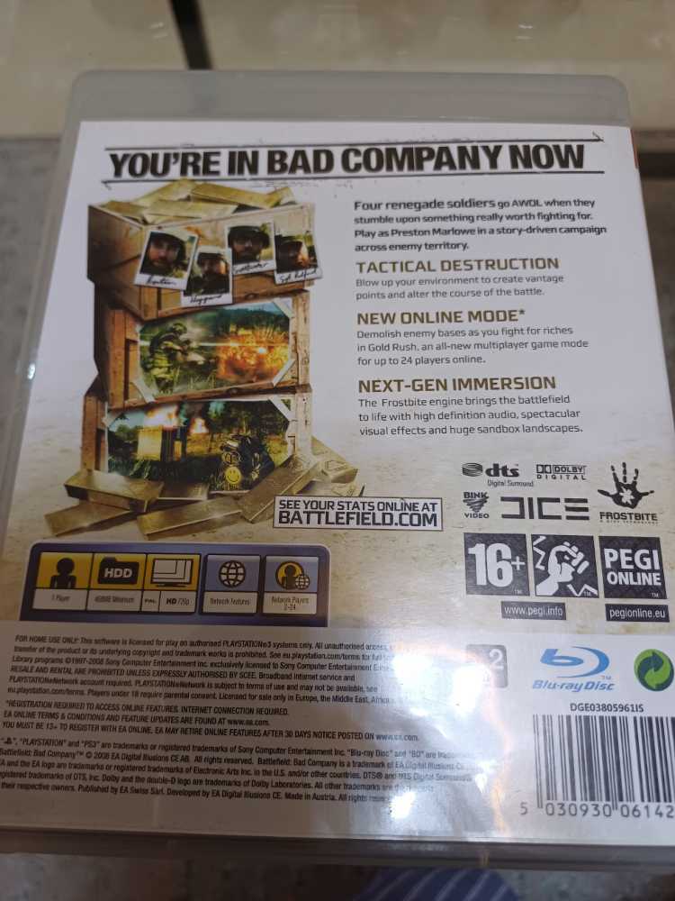 Battlefield - Bad Company - Sony PlayStation 3 (PS3) (Electronic Arts/EA Games - 1) video game collectible [Barcode 5030930061425] - Main Image 3