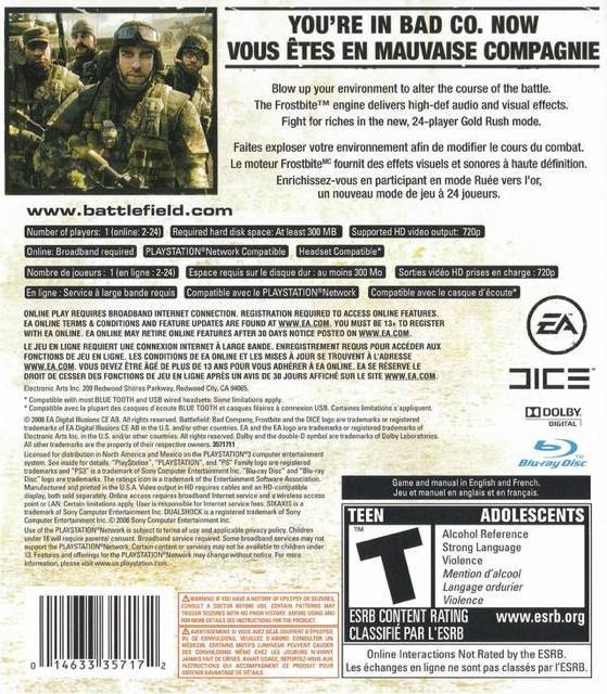 Battlefield: Bad Company - Sony PlayStation 3 (PS3) (EA Swiss - 1) video game collectible [Barcode 5030946061426] - Main Image 2